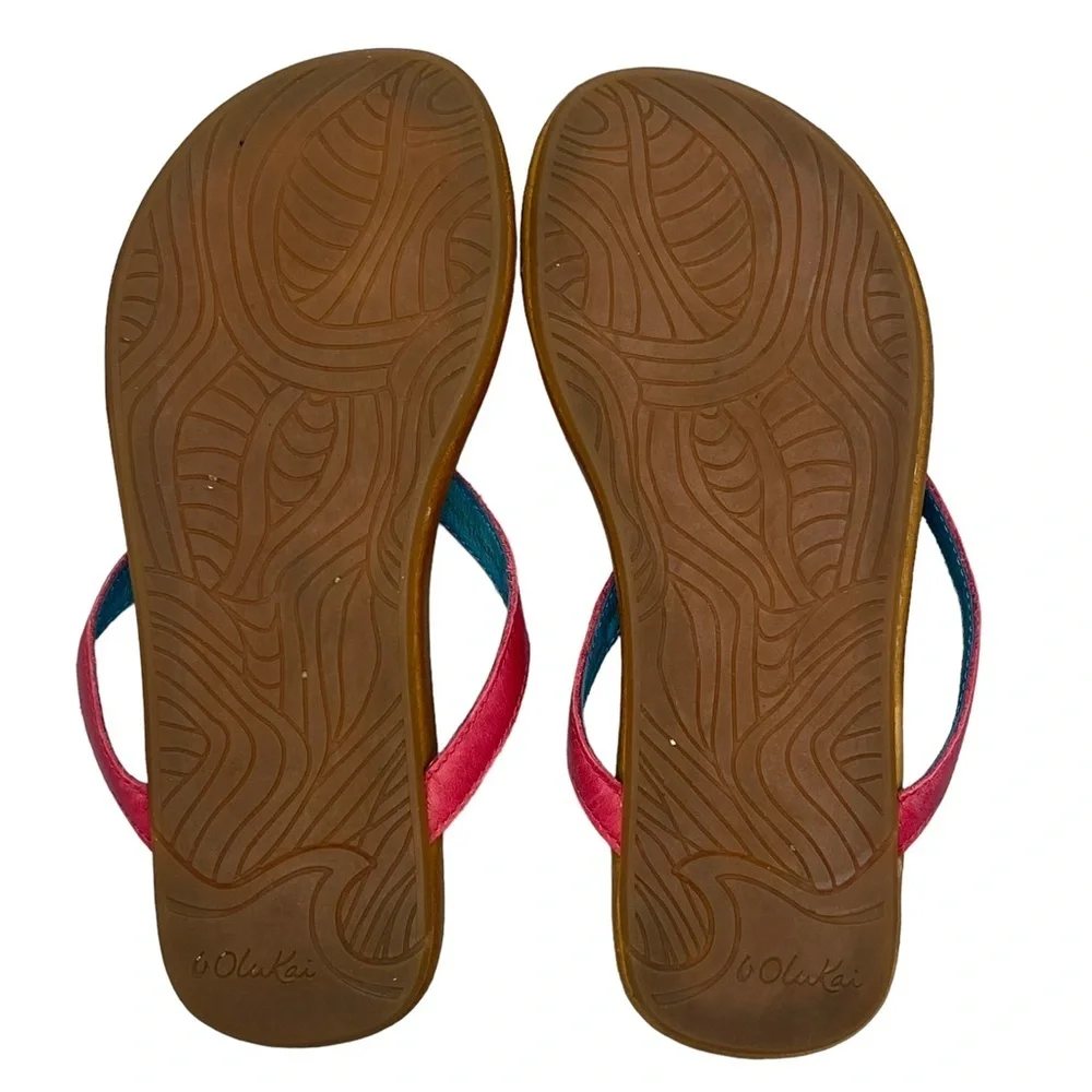 OluKai Youth Girls Size US 13/1 EU 32.5‎ Leather Flip Flop Sandals Flat Shoes